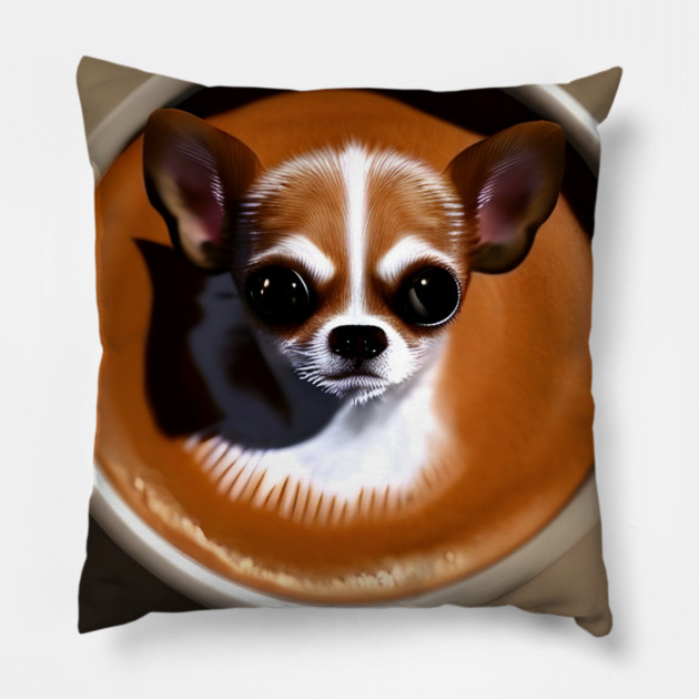 Puppuccino Chihuahua Pillow by animegirlnft