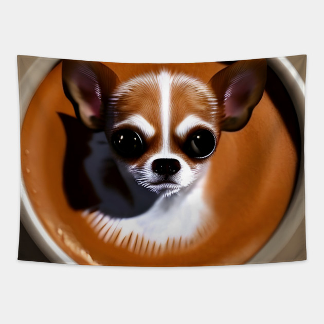 Puppuccino Chihuahua Tapestry by animegirlnft