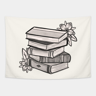 Tattoo Style Book Stack Tapestry