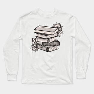 Tattoo Style Book Stack Long Sleeve T-Shirt