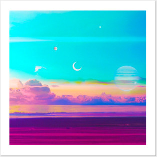 AM LoFi chromatic clouds Posters and Art