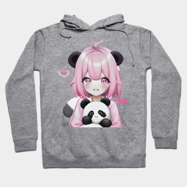 Panda Hoodie Chibi Girl The Girl And Her Panda Bears Anime Girl