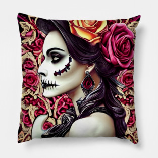 Lady Grim Reaper Tattoo Pillow