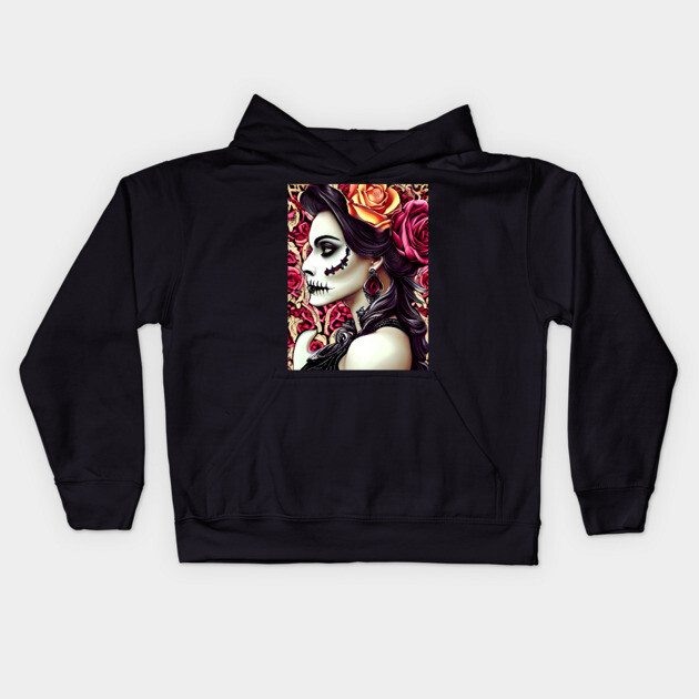 Lady Grim Reaper Tattoo Kids Hoodie by animegirlnft