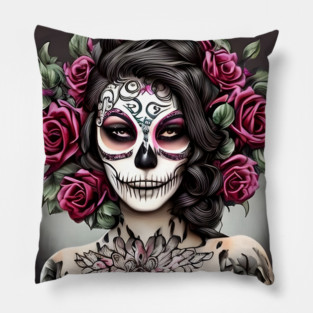 Sugar Skull Tattoo Pillow