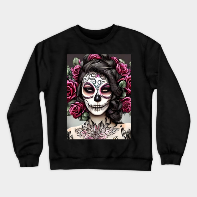 Sugar Skull Tattoo Crewneck Sweatshirt by animegirlnft