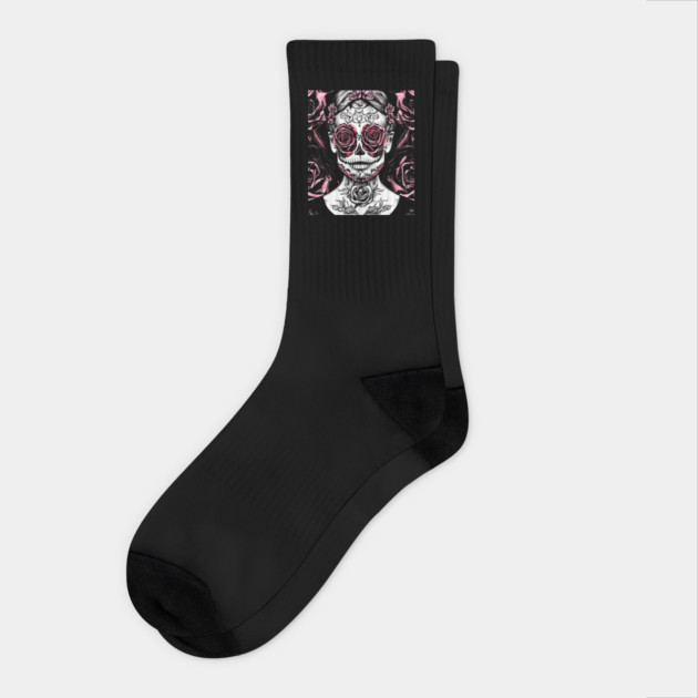 Skull Rose Eye Tattoo Socks by animegirlnft