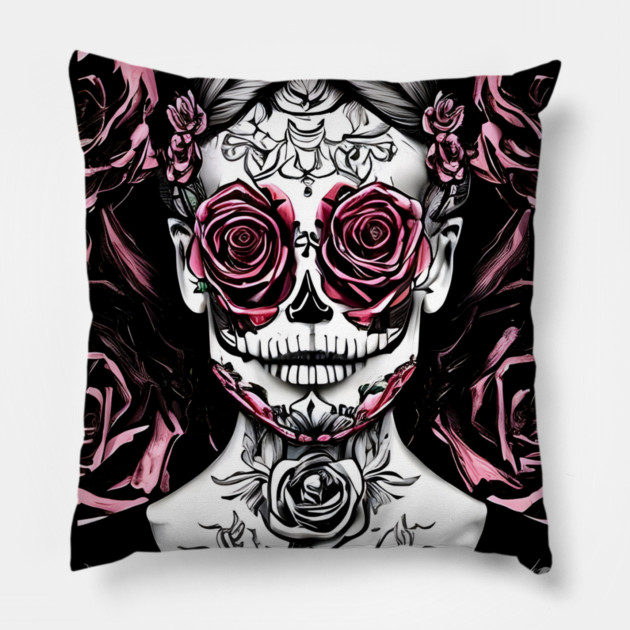 Skull Rose Eye Tattoo Pillow by animegirlnft