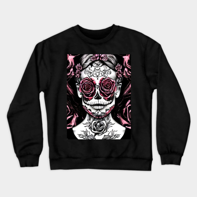 Skull Rose Eye Tattoo Crewneck Sweatshirt by animegirlnft