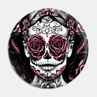 Skull Rose Eye Tattoo Pin