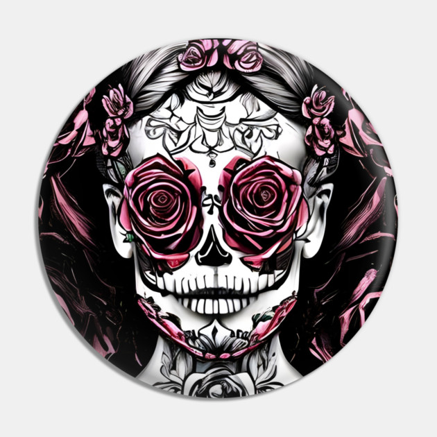 Skull Rose Eye Tattoo Pin by animegirlnft