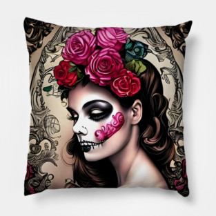 Sad Girl with Zombie Makeup Pillow