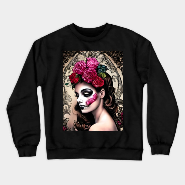 Sad Girl with Zombie Makeup Crewneck Sweatshirt by animegirlnft