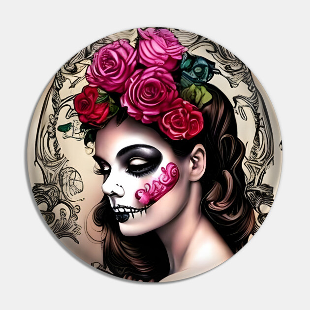 Sad Girl with Zombie Makeup Pin by animegirlnft