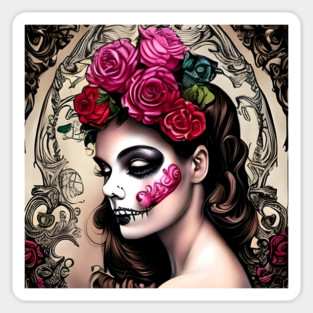 Sad Girl with Zombie Makeup Sticker