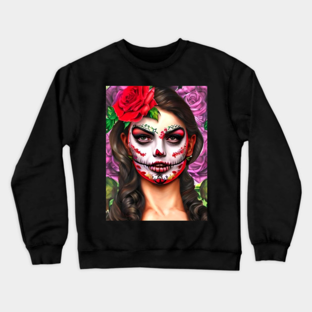 Day of the Dead Makeup Crewneck Sweatshirt by animegirlnft