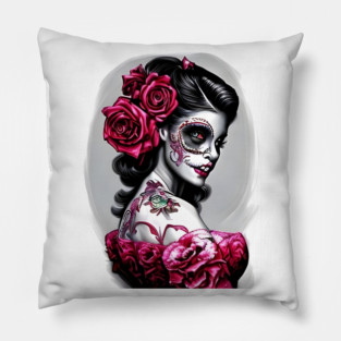 Zombie Tattooed Pin Up Girl Pillow