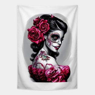 Zombie Tattooed Pin Up Girl Tapestry