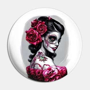Zombie Tattooed Pin Up Girl Pin