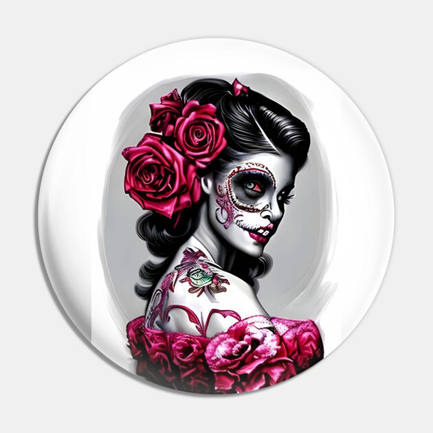Zombie Tattooed Pin Up Girl Pin by animegirlnft