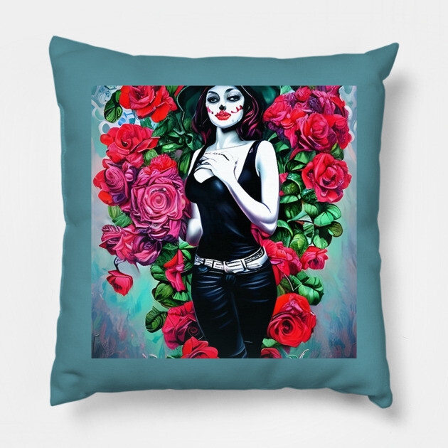 Rose Girl Pillow by animegirlnft