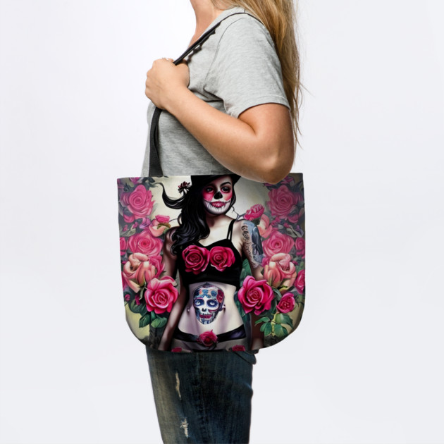 Tattooed Goth Pin Up Girl with Roses by animegirlnft