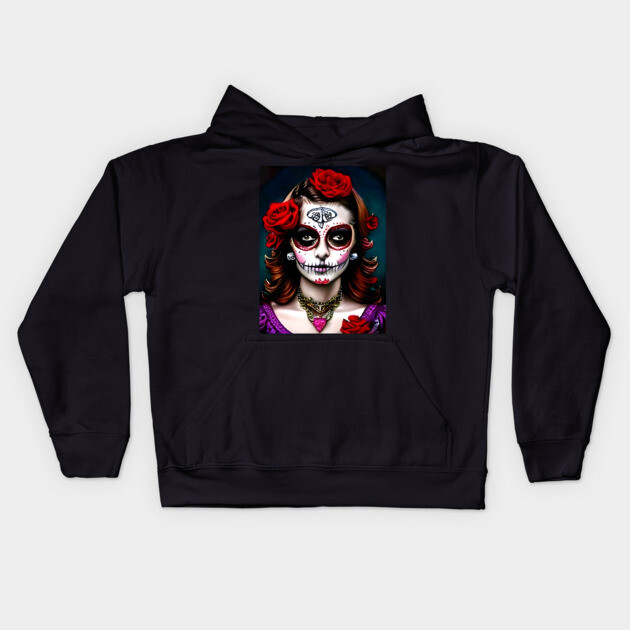 Horror Pin Up Girl Kids Hoodie by animegirlnft