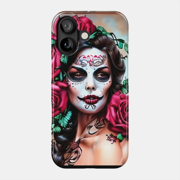 Girl with The Crow Makeup Phone Case by animegirlnft