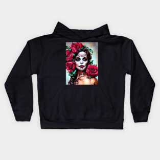 Girl with The Crow Makeup Kids Hoodie