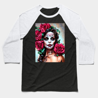 Girl with The Crow Makeup Baseball T-Shirt