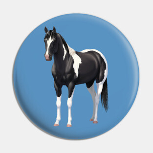 Beautiful Black Pinto Quarter Horse Paint Stallion Pin