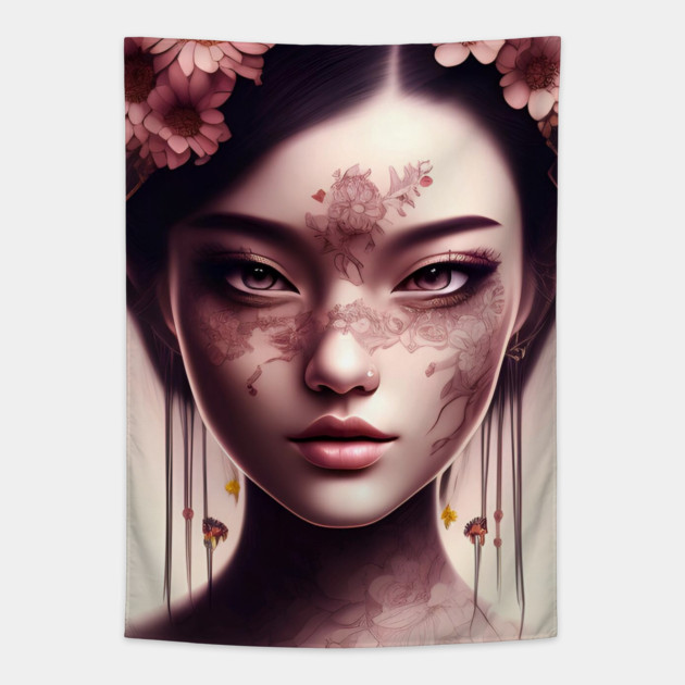Dreaming of a beautiful Chinese Girl Tapestry by animegirlnft