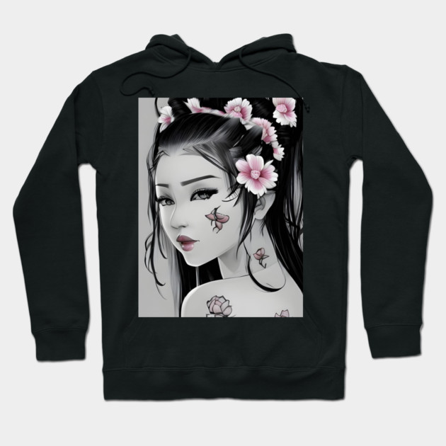 Asian Tattooed Pin Up Girl Hoodie by animegirlnft