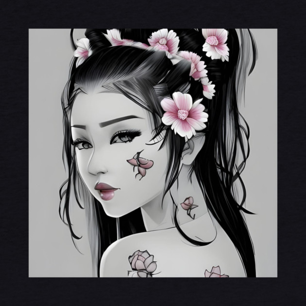 Asian Tattooed Pin Up Girl by animegirlnft