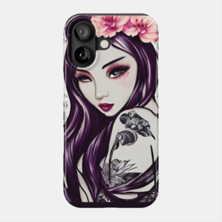 The girl with the flower tattoo Phone Case