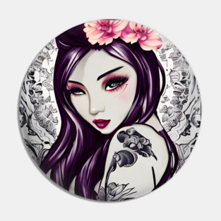 The girl with the flower tattoo Pin