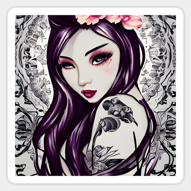 The girl with the flower tattoo Sticker by animegirlnft