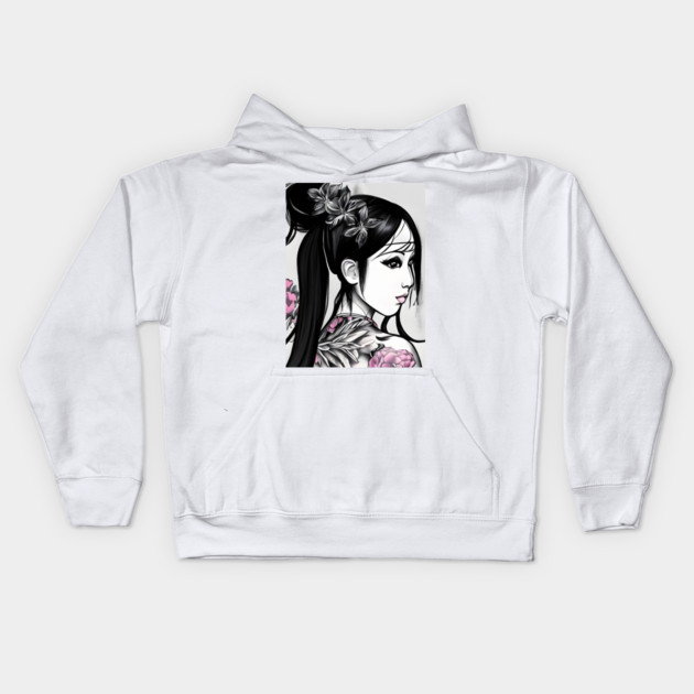 Geisha Tattoo Kids Hoodie by animegirlnft