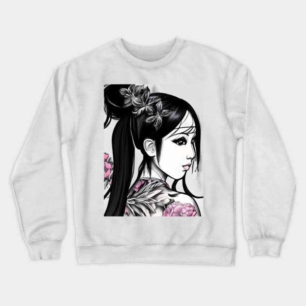 Geisha Tattoo Crewneck Sweatshirt by animegirlnft