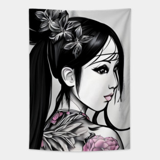 Geisha Tattoo Tapestry
