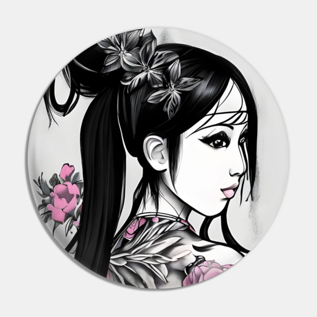 Geisha Tattoo Pin by animegirlnft