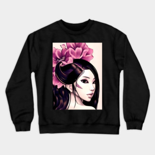Beautiful Asian Perfect Girl Drawing Crewneck Sweatshirt