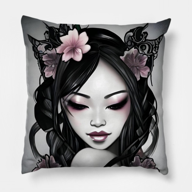 Most Beautiful Asian Girl Pillow by animegirlnft