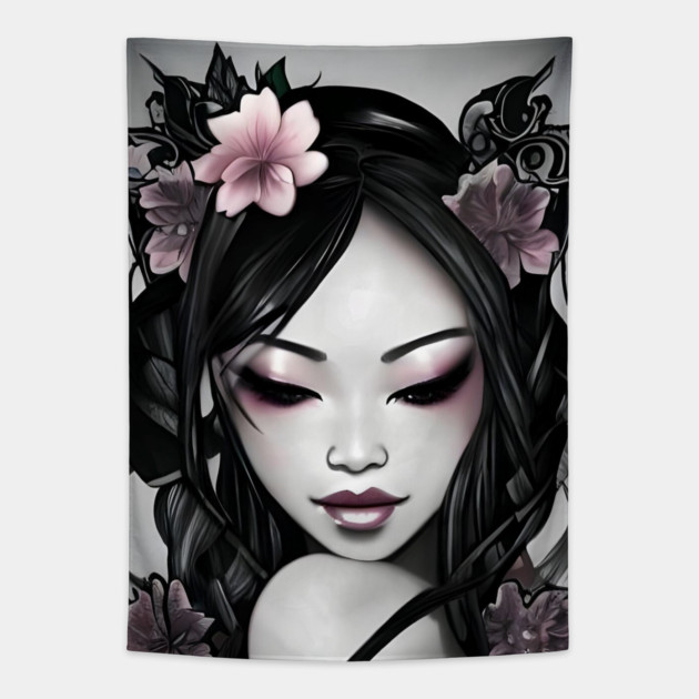 Most Beautiful Asian Girl Tapestry by animegirlnft