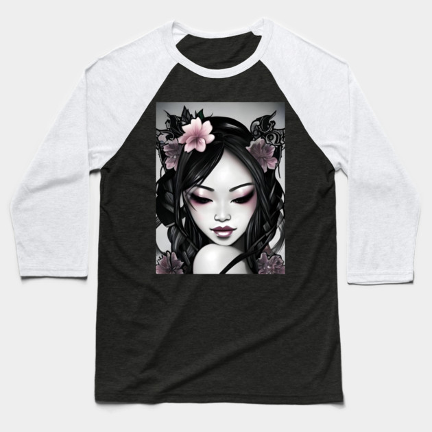 Most Beautiful Asian Girl Baseball T-Shirt by animegirlnft