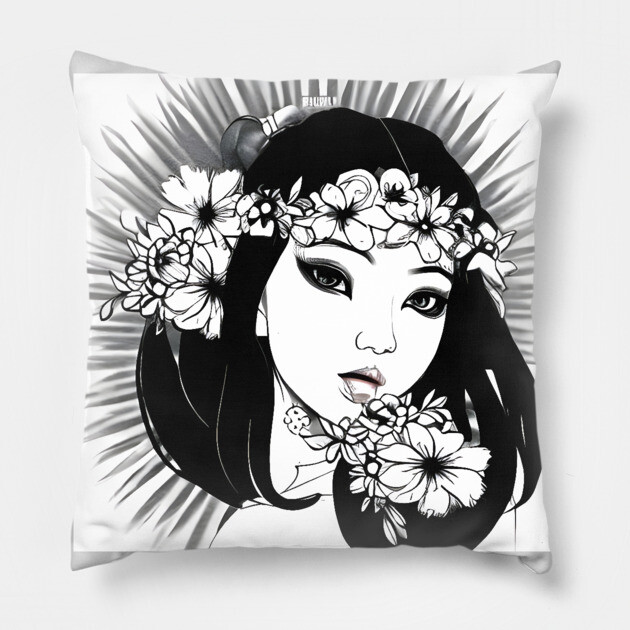 Hawaiian Tattoos Pillow by animegirlnft