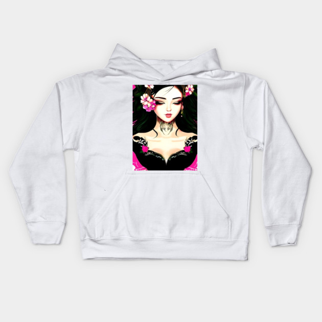 Asian Egirl Kids Hoodie by animegirlnft