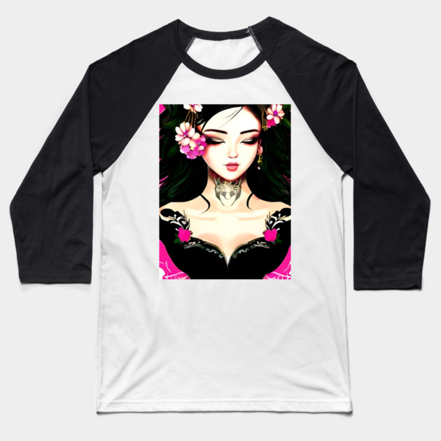 Asian Egirl Baseball T-Shirt by animegirlnft