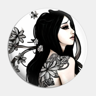 Asian Tattoo Girl Pin