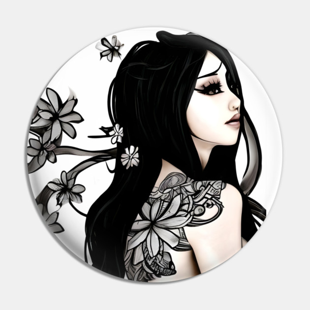 Asian Tattoo Girl Pin by animegirlnft